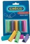 CELCO TRIANGULAR PENCIL GRIP ASSORTED PACK 4