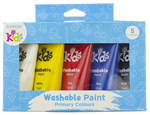 BYRON KIDS WASHABLE PAINT SETS  5  PRIMARY COLOURS