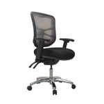 BURO METRO TASK CHAIR MEDIUM MESH BACK SEAT SLIDE 3LEVER POLISHED ALUMINIUM BASE ARMS BLACK